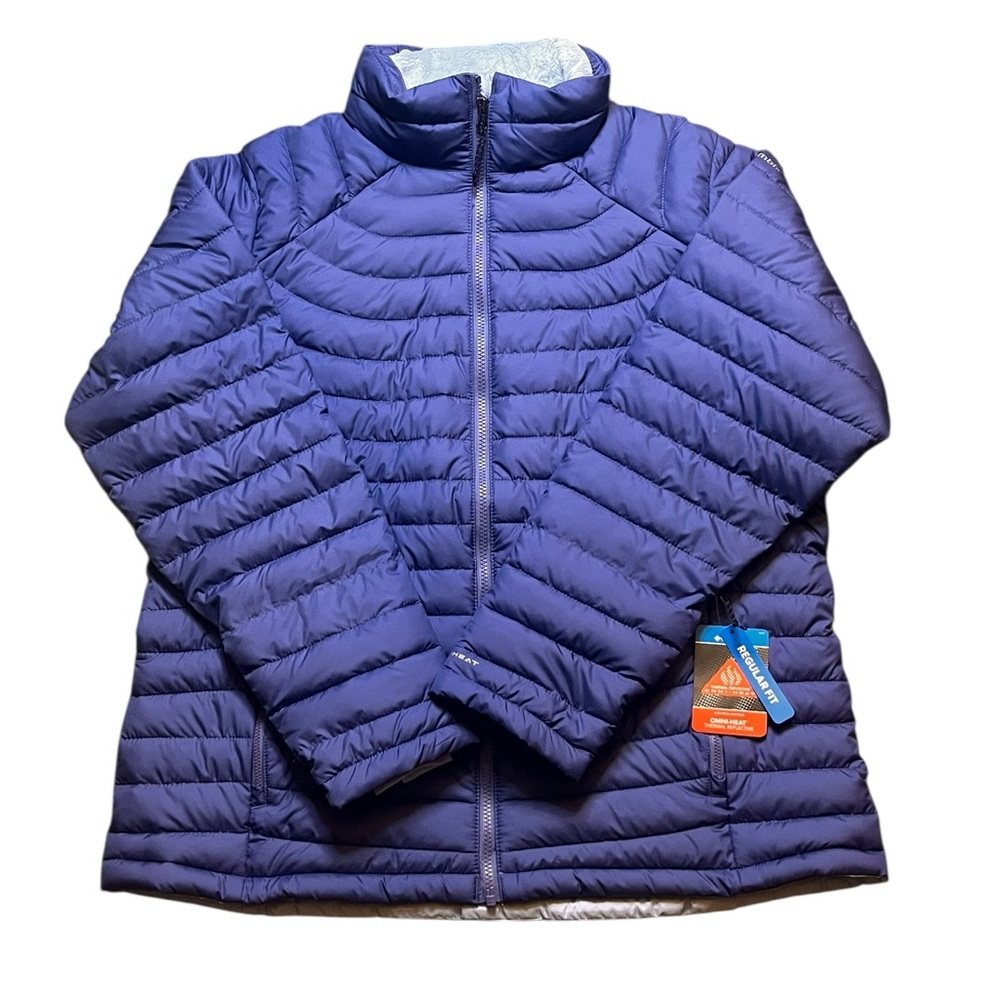 COLUMBIA WHITE OUT FS Women’s 1X OMNI HEAT JACKET Periwinkle Zippered Pockets